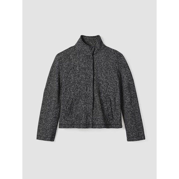 New NWOT Womens M $268 Eileen Fisher Organic Cotton Terry Jacket Black White